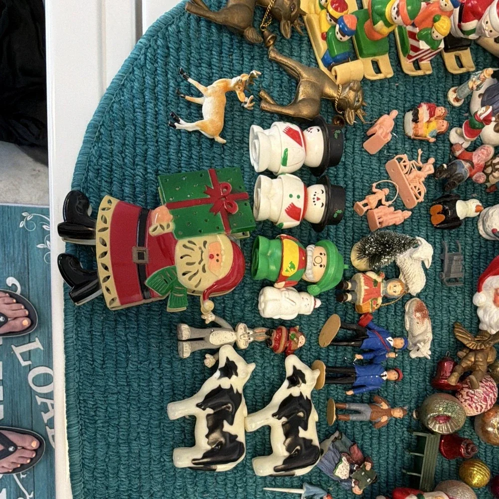 Assorted Christmas Ornament Lot Santa Snowman Reindeer Figurines Multicolor